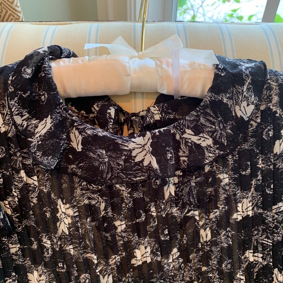 FREE PEOPLE BOHO RUFFLES BABYDOLL MINI DRESS IN BLACK WHITE FLORAL PRINT SZ S,M - Picture 8 of 15